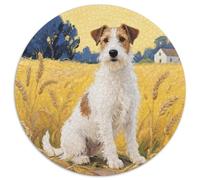 Wire Fox Terrier Puzzle Redondo Rompecabezas Redondo Intelectual Desafío para Niños Adultos Perro Lindo Puzzle 1000 Piezas Juegos Únicos De Desafío1000pcs (67.5x67.5cm)