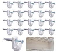 Wire Shelf Loop Clips - 20 PCS White Down Wall Clips for Closet Shelves