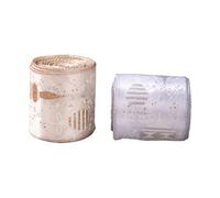 Wired Edge Christmas Ribbon - Burlap Sparkly Dots, Holiday Wrapping Roll | Winter Tree Decoration, Garland Stairs Window Garden Home Party Craft Gift Packaging With Seasonal DIY Decor