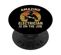 Wired for Greatness Bold Electrician Power Design Trades tee PopSockets PopGrip Adhesivo
