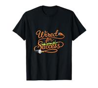 Wired for Success Electricista Humor Gráfico de Alambre de Cobre Camiseta