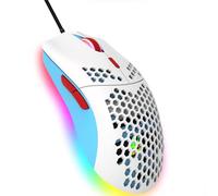 Wired Gaming Mouse, 6 RGB Lighting 6400 DPI Programmable USB Gaming Mice with 6 buttons, Honeycomb Shell Ergonomic Design for PC Gamers and Xbox and PS4 Users White Blue
