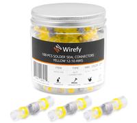 Wirefy 100 Piezas Terminales de Sellado de Soldadura Termorretráctil - Solder Seal a Tope Impermeable - Amarillo 4-6 mm²