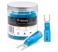 Wirefy 130 Piezas de Conectores de Engarce Termorretráctiles en Forma de Horquilla M4 - Terminales Horquillados - 1,5-2,5 mm²