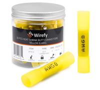 Wirefy 50 Piezas Terminales Emplame Termorretráctil - Conector a Tope de Engarce Electricos Aislados para Cables - 10 mm²
