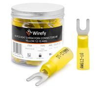 Wirefy 90 Piezas de Conectores de Engarce Termorretráctiles en Forma de Horquilla M4 - Terminales Eléctricos Horquillados - 4-6 mm²