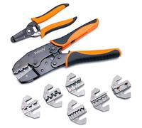 Wirefy Crimpadora Juego de 8 Piezas - Alicates de Carraca para Prensar - Conectores Termorretráctiles, Clavijas no Aisladas, Terminales, Banderas, Férulas