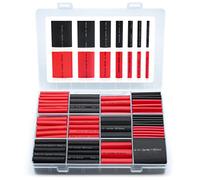 Wirefy Funda Termoretractil para Cables Impermeables - 200x Tubo Retractil para Cables de Doble Pared 3:1 - Recubierto con Adhesivo - Tubo Retráctil Impermeable - Negro y Rojo