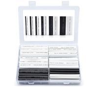 Wirefy Kit 130 Piezas de Tubos Termorretráctiles Impermeables - Tubo Termoretractil de Doble Pared 3:1 - Recubierto con Adhesivo - Tubo Térmico - Negro, Blanco