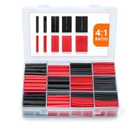 Wirefy Kit 190 Piezas de Tubos Termorretráctiles Impermeables Transparentes - Tubo Termoretractil de Doble Pared 4:1 - Recubierto con Adhesivo - Negro, Rojo