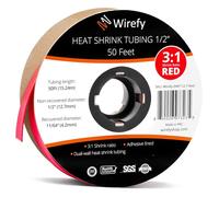 Wirefy Tubo Termorretráctil 12,7 mm - Tubo Termoretractil de Doble Pared 3:1 - Revestimiento Adhesivo - Tubo Térmico - Rojo - Rollo de 15 m
