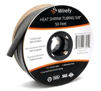 Wirefy Tubo Termorretráctil 15,4 mm - Tubo Termoretractil de Doble Pared 3:1 - Revestimiento Adhesivo - Tubo Térmico - Negro - Rollo de 15 m