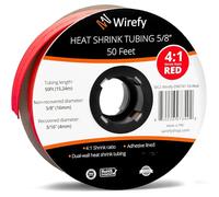 Wirefy Tubo Termorretráctil 15,4 mm - Tubo Termoretractil de Doble Pared 4:1 - Revestimiento Adhesivo - Tubo Térmico - Rojo - Rollo de 15 m