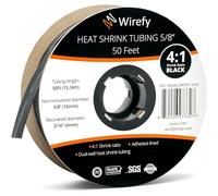 Wirefy Tubo Termorretráctil 15,4 mm - Tubo Termoretractil de Doble Pared 4:1 - Revestimiento Adhesivo - Tubo Térmico - Negro - Rollo de 15 m
