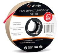 Wirefy Tubo Termorretráctil 4,8 mm - Tubo Termoretractil de Doble Pared 3:1 - Revestimiento Adhesivo - Tubo Térmico - Rojo - Rollo de 15 m
