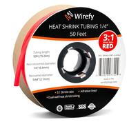 Wirefy Tubo Termorretráctil 6,4 mm - Tubo Termoretractil de Doble Pared 3:1 - Revestimiento Adhesivo - Tubo Térmico - Rojo - Rollo de 15 m