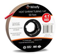 Wirefy Tubo Termorretráctil 6,4 mm - Tubo Termoretractil de Doble Pared 4:1 - Revestimiento Adhesivo - Tubo Térmico - Rojo - Rollo de 15 m