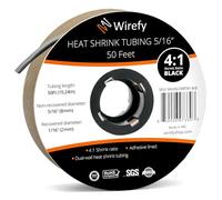 Wirefy Tubo Termorretráctil 7,9 mm - Tubo Termoretractil de Doble Pared 4:1 - Revestimiento Adhesivo - Tubo Térmico - Negro - Rollo de 15 m