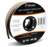 Wirefy Tubo termorretráctil de 3/16 pulgadas, relación 3:1, forro adhesivo, termorretráctil de grado marino, negro, rollo de 50 pies