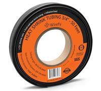 Wirefy Tubo termorretráctil de 3/4 pulgadas, diámetro grande, relación 3:1, forro adhesivo, tubo termorretráctil industrial, negro, rollo de 50 pies