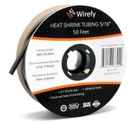 Wirefy Tubo termorretráctil de 5/16 pulgadas, relación 3:1, forro adhesivo, termorretráctil de grado marino, negro, rollo de 50 pies