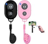 Wireless Bluetooth Camera Remote Control para Trípodes y Teléfonos Inteligentes, Control para Móvil con Bluetooth, Fácil Disparador Remoto para iOS y Android Smartphone, 2 Piezas - Negro Rosa