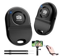 Wireless Bluetooth Camera Remote Control para Trípodes y Teléfonos Inteligentes, Control para Móvil con Bluetooth, Fácil Disparador Remoto para iOS y Android Smartphone, 2 Piezas - Negro