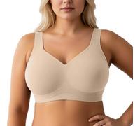 Wireless Bra with Optimal Support and Full Coverage for Seamless, More Volume and a Beautiful Shape - The Wireless Everyday for Large Sizes., Pink, XXL(Khaki,S)