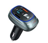 Wireless Car Adapter, FM Transmitter, ABS Build Double Charging Easy Install Multi Function Compact Seamless Connection, Charging Ports for Sedan Caravan Commuting Travel Road Trip, Black