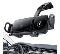 Wireless Car Charger - ABS Magnetic Phone Mount, Double Coil Holder | 15W Fast Charging Stand with Foldable Design Feature, Air Vent Dashboard Console Use For Auto Mobile Travel Daily Commute