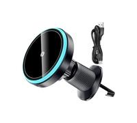 Wireless Car Charger, Auto Mobile Phone Stand, 15W Magnetic Fast Charging Mount with Strong Grip to Vehicles, Cellphone Holder for Truck, Sedan, Dashboard, or Windshield