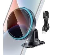 Wireless Car Charger, Magnetic Phone Stand, Auto Dashboard Mount, 15w Fast Charging, Type-C Input Design, RV Center Console Driving Use, 4x3x2 Inches, Black, 1 Piece