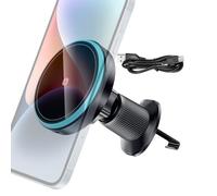 Wireless Car Charger, Phone Holder Mount, Magnetic Charging Stand, Black, 15w Fast Power Output, Secure Dashboard Grip, for Sedan Truck Vehicle Mobile Smartphone Driving Use