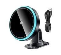 Wireless Car Charger, Phone Stand, Magnetic Grip Fast Output Type-C Input Flexible Mount Battery Protection, Charging Device for Sedan, Vehicle, Truck, Cellphone, Holder