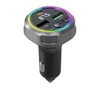 Wireless Car Mp3 Player, 7-Color Led FM Transmitter Adapter, Wireless Audio Receiver with 30w PD & Qc3.0 Fast Charging, Stereo Sound Enhancer for Music & Calls 1.61x1.61x2.95 Inches