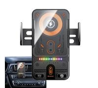 Wireless Car Phone Charger - 15W Fast Charging Auto-Clamping Navigation Bracket for Secure Mounting, Smart Truck Cradle with Music Control Function for Automobile Long Distance Travel Business Trip Fa