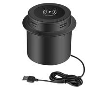 Wireless Charging Dock - Desktop Embedded USB Station, Intelligent Fast Power Supply Device, Universal Mobile Accessory | Office Bedside Kitchen Study Tablet Smartphone Induction, Stylish