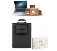 Wireless Charging Laptop Bag - Built-In 15W Multi-Device Charger, Laptop Stand & Mouse Pad, The All-in-One Mobile Workstation Sleeve (Black)
