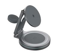 Wireless Charging Station, Anti-Skid Magnetic Charger Dock, Multifunctional Phone Stand With 360° Zinc Alloy Rotation, For Travel & Home, 3.86x0.98x3.78 Inches