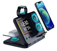 Wireless Charging Station - Black Color Foldable Wireless Charger Station with Temperature Display | Reusable Multiple Device Adapter Dock, Intelligent and Safe Portable For Home Offices