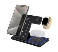 Wireless Charging Station, Portable Fast Charger, ABS 15 W plegable Stand Pad Dock, Multi-Device Support, Compact Design, ideal para uso familiar, Smartphones, and Earphones, 16,5 x 14,1 x 10,5 cm