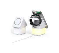 Wireless Charging Station with Night Light, 3-in-1 Charging Stand, Compatible with iPhone 15/14/13/12, iWatch, AirPods, etc. (White)