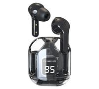 Wireless Earbuds, Stylish Transparent Charging Case, Playback LED Power Display, Noise Cancelling HiFi Stereo Touch Control Bluetooth Earphones for TV Smart Phone Laptop Computer (Black)