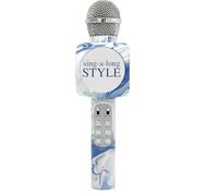 Wireless Express - Micrófono de karaoke Bluetooth Sing-Along Bling y altavoz estéreo Bluetooth todo en uno (azul remolino)