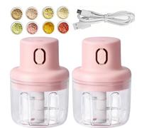 Wireless Food Chopper, Pink Electric Choppers & Mincers, Rechargeable Mini Portable Veggie Mincer with USB Charging, Cordless Food Processor for Small Vegetable Onion Tomato Garlic(LARGE*2)