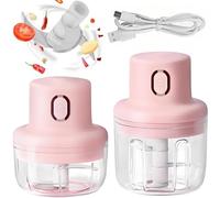 Wireless Food Chopper, Pink Electric Choppers & Mincers, Rechargeable Mini Portable Veggie Mincer with USB Charging, Cordless Food Processor for Small Vegetable Onion Tomato Garlic(S+L)