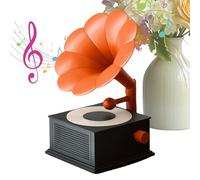 Wireless Gramophone Speaker, Portable Stereo Music Player, 4.72x7.87 Inches, Retro Design with 3 Light Modes, Rich Audio Output, Bluetoot Sound System for Kitchen Bedroom Outdoor