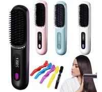 Wireless Hair Brush Soft Hair for Short Hair, 3PX Ceramic Heat Straightening Brush, Lasting Volume, No Pulling or Burning, Rechargeable, Ideal for Pixie, Bob and Bangs (3)