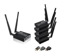 Wireless HDMI transmiser and Receiver 4k decoding, One Transmitter and four Receivers, Long Range Wireless Transmission 656FT/200M, Plug-Play, 2.4/5.8G for PC/Laptop/TV to Monitor/Projector/HDTV