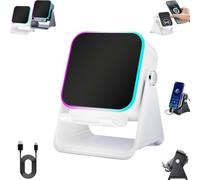 Wireless Induction Audio Bluetooth Speaker,Wireless Induction Bluetooth Speaker with Adjustable Phone Stand, 360° Rotating Design, Multi-Color Light (White)